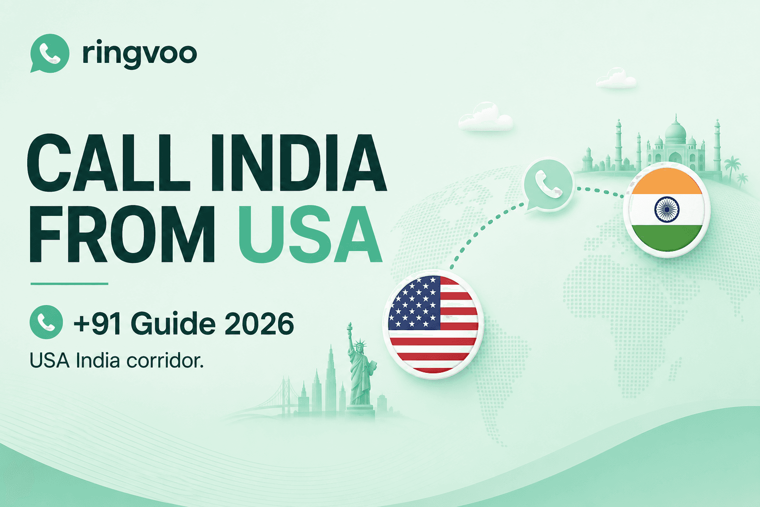 call india from usa — Ringvoo international calling guide cover illustration